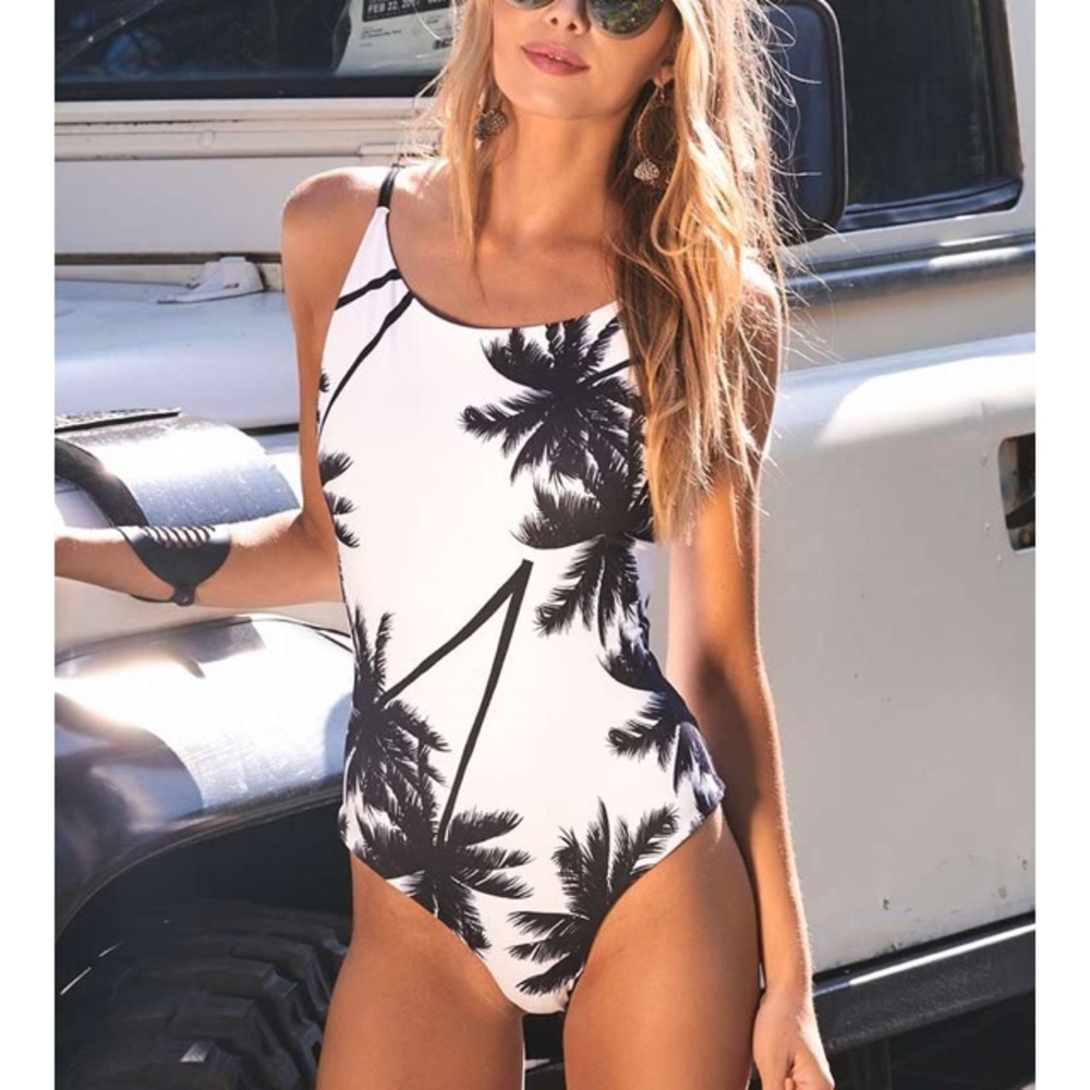 One piece palm tree swimsuit